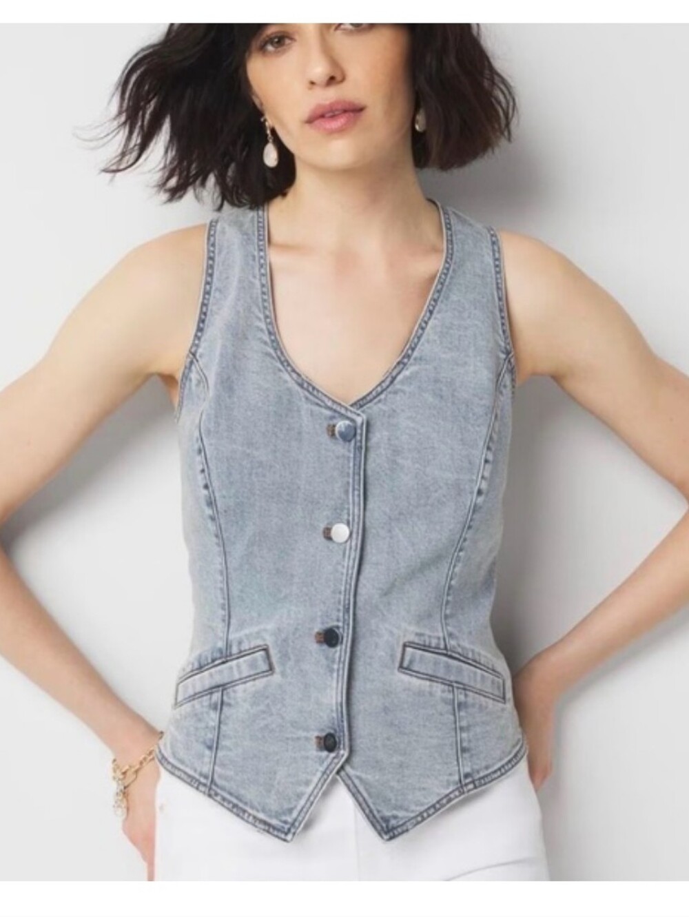 WHBM Denim Fitted Vest